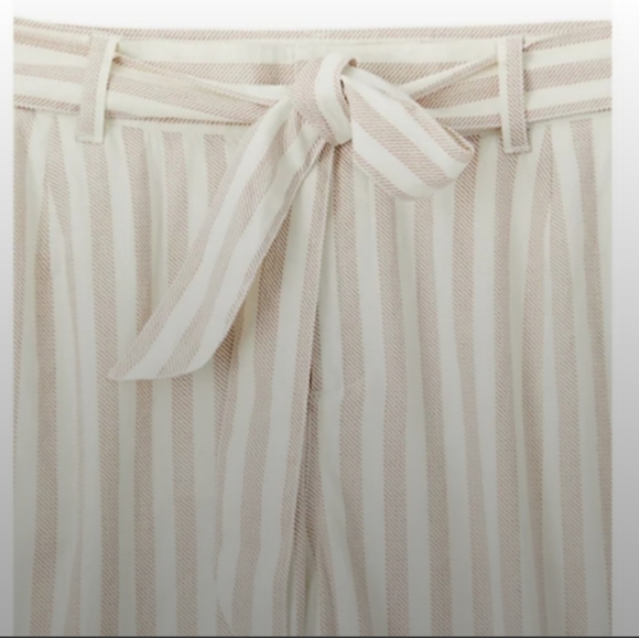 torrid Pants - TAN & IVORY STRIPE LINEN SELF TIE WIDE LEG PANT